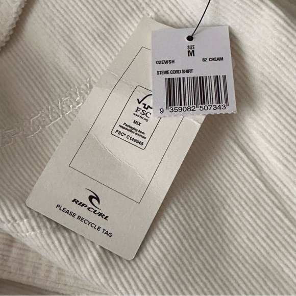 RIP CURL Stevie Cord Cream Shirt Coastal Cowgirl Surfer Style Shacket Size M NWT - Picture 10 of 15